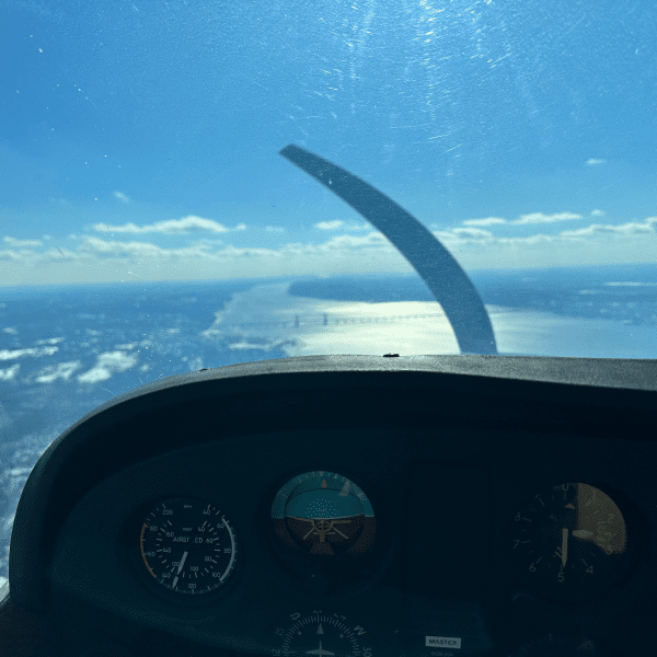 nh3 A view of the wing from inside an airplane.